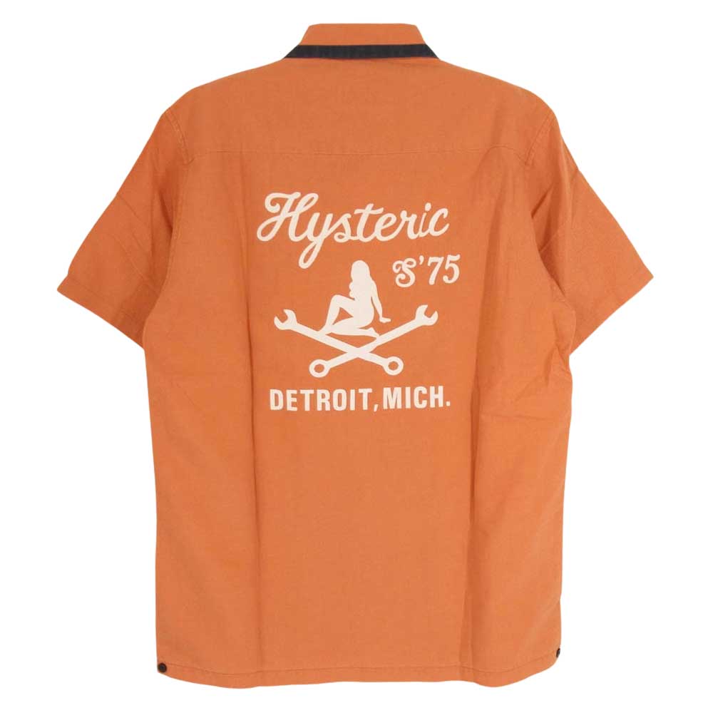 HYSTERIC GLAMOUR ヒステリックグラマー 0241AH17 DETROIT MICH デトロイト ボーリングシャツ 半袖 シャツ オレンジ系 M【中古】