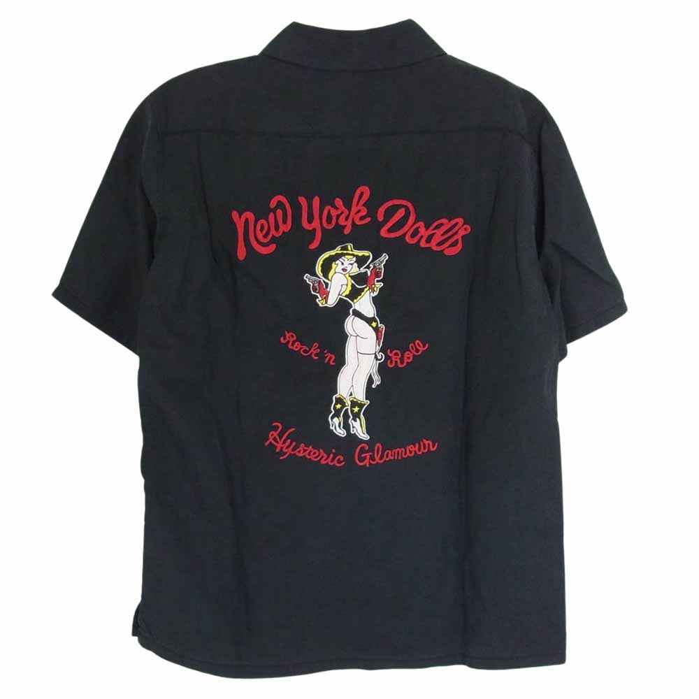 HYSTERIC GLAMOUR ヒステリックグラマー 2AH-0780 New York Dolls テンセル ボウリングシャツ ブラック系 FREE【中古】