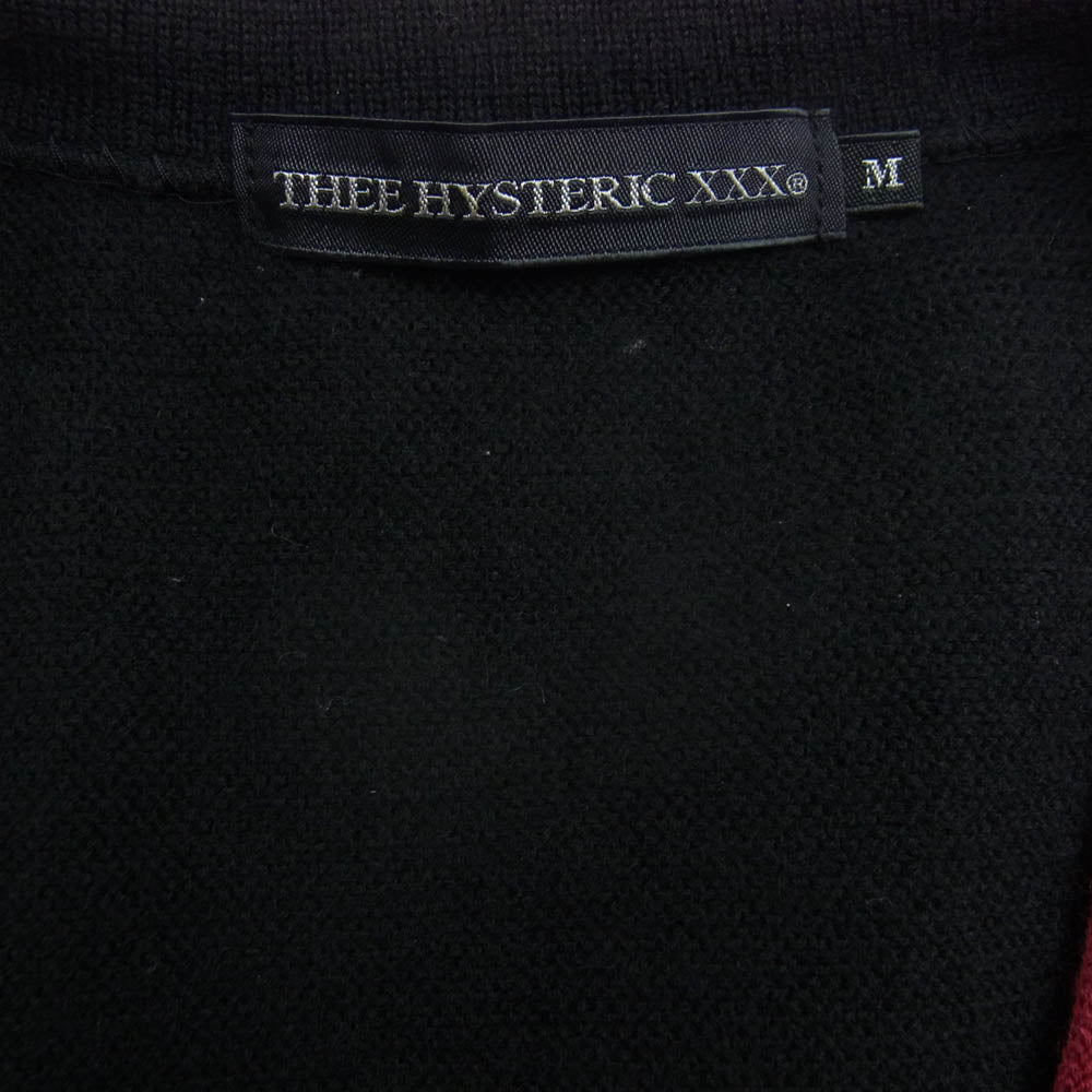 HYSTERIC GLAMOUR ヒステリックグラマー 0614ND02 THEE HYSTERIC XXX コントラストLINE Vネック カーディガン ブラック系 M【中古】