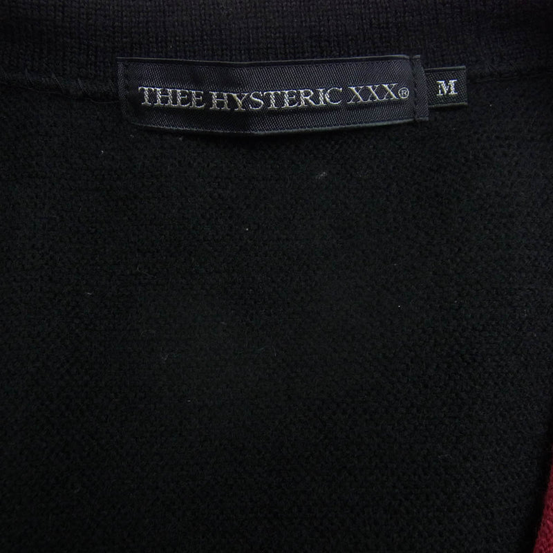 HYSTERIC GLAMOUR ヒステリックグラマー 0614ND02 THEE HYSTERIC XXX コントラストLINE Vネック カーディガン ブラック系 M【中古】