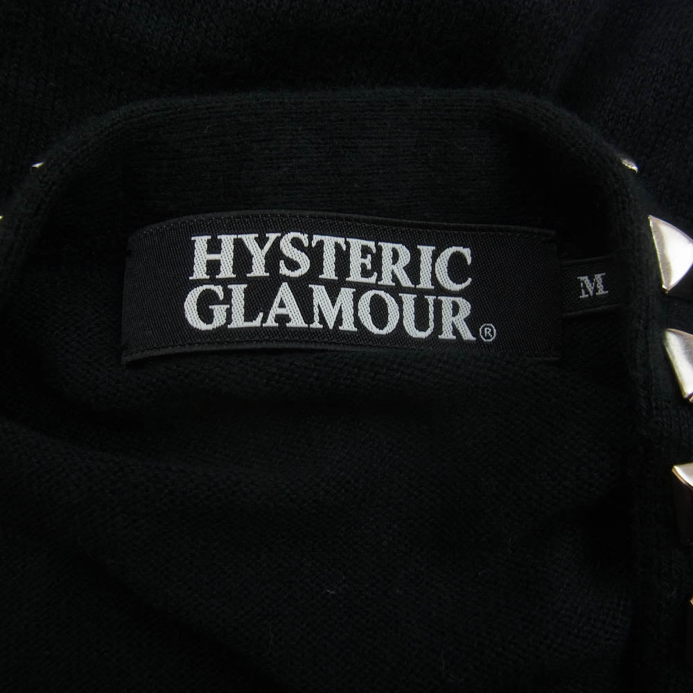 HYSTERIC GLAMOUR ヒステリックグラマー 0284ND08 スタッズ装飾 ボタンレス カーディガン ブラック系 M【中古】