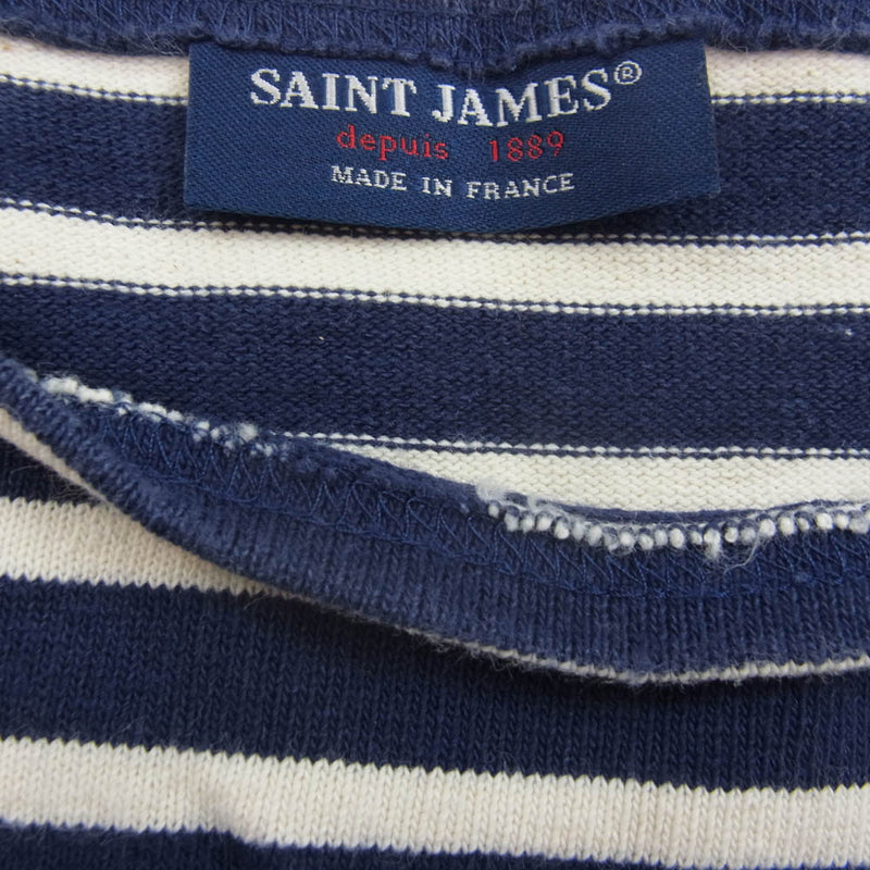 SAINT JAMES セントジェームス ボーダー バスクシャツ ホワイト系 ネイビー系 XL【中古】