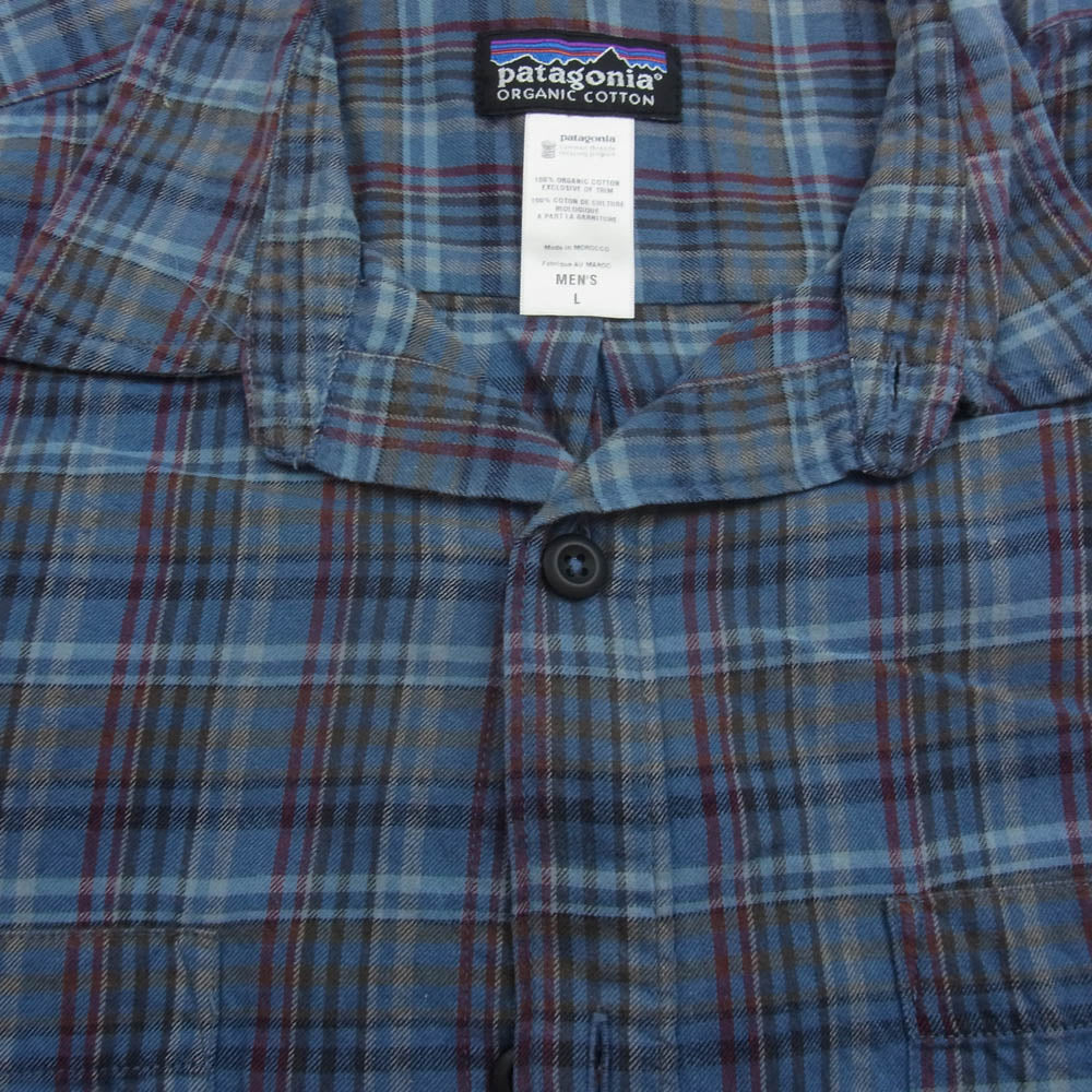 patagonia パタゴニア 53836F9 オーガニック コットン シャツ 長袖 チェック シャツ ブルー系 L【中古】