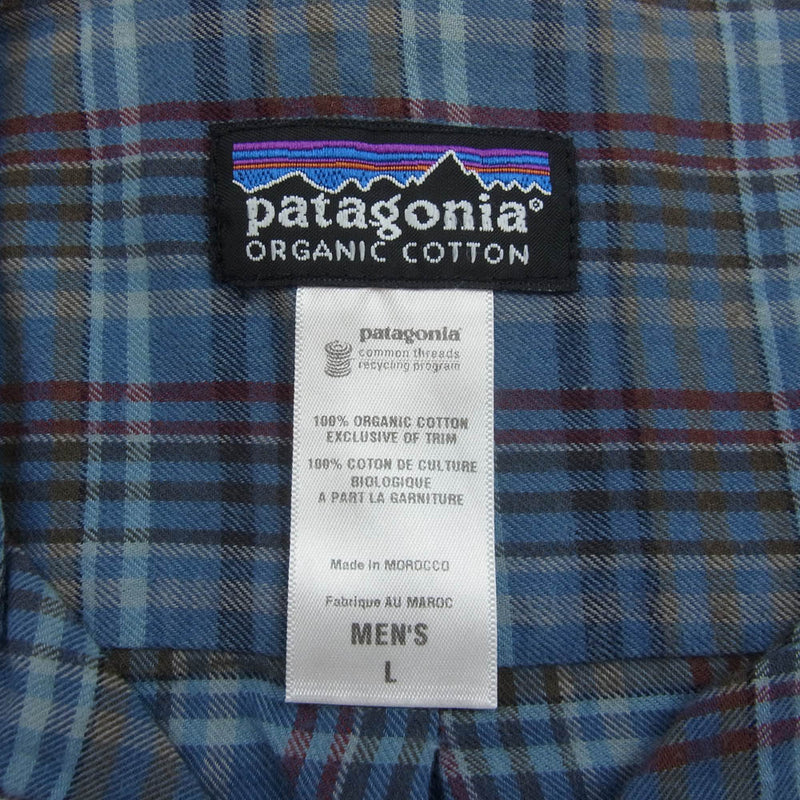 patagonia パタゴニア 53836F9 オーガニック コットン シャツ 長袖 チェック シャツ ブルー系 L【中古】