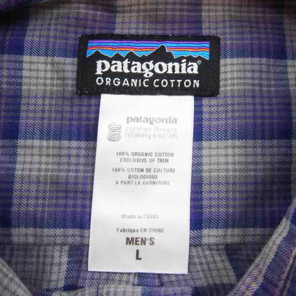 patagonia パタゴニア 53836F0 オーガニック コットン シャツ 長袖 チェック シャツ パープル系 L【中古】