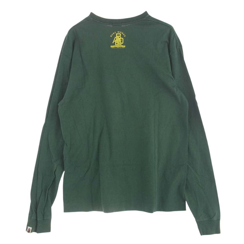 A BATHING APE アベイシングエイプ BAPE マイロ プリント ロゴ 長袖 Tシャツ グリーン系 L【中古】