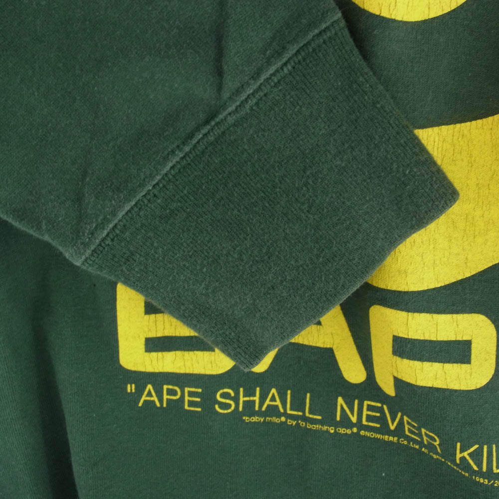 A BATHING APE アベイシングエイプ BAPE マイロ プリント ロゴ 長袖 Tシャツ グリーン系 L【中古】