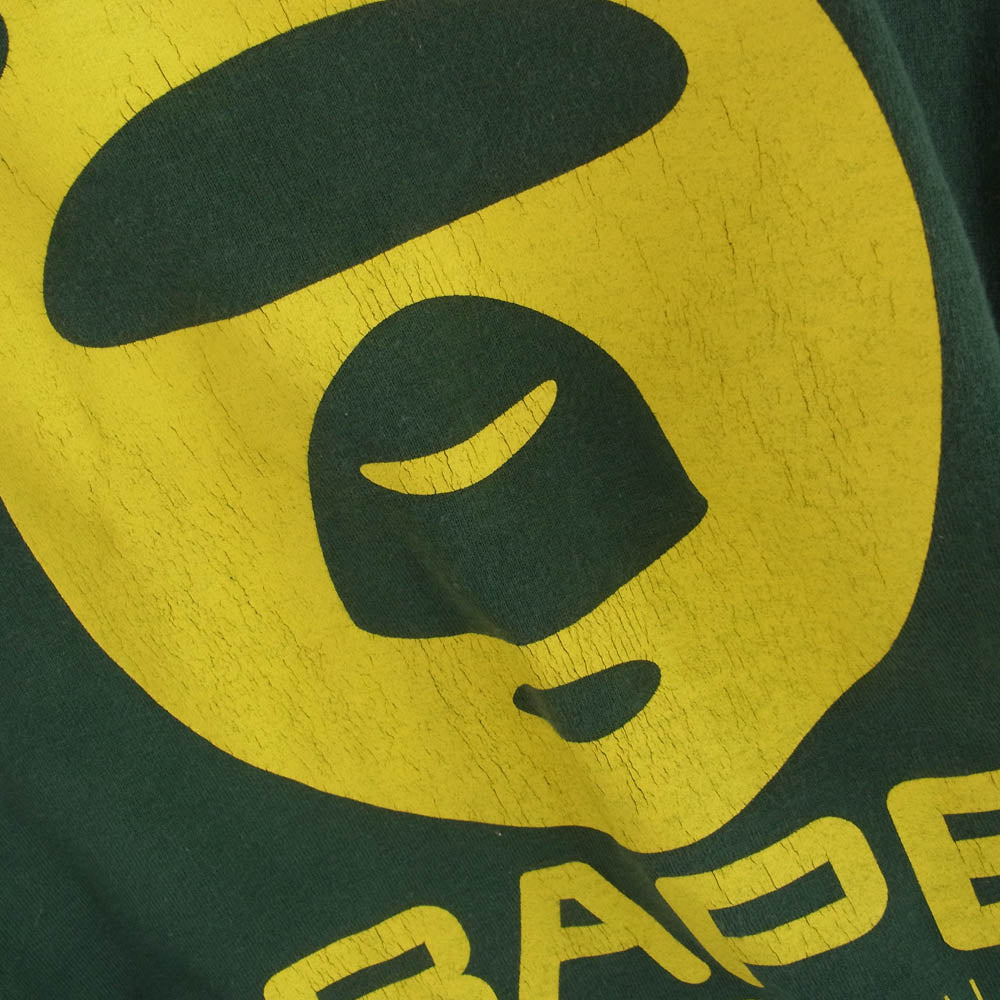A BATHING APE アベイシングエイプ BAPE マイロ プリント ロゴ 長袖 Tシャツ グリーン系 L【中古】