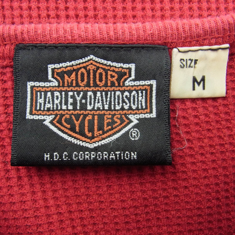 HARLEY DAVIDSON ハーレーダビッドソン 袖 バックプリント サーマル 長袖 Tシャツ レッド レッド系 M【中古】