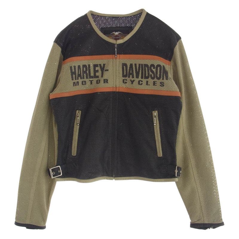 HARLEY DAVIDSON ハーレーダビッドソン 40477 カウレザー 牛革 メッシュ ジップアップ ジャケット L【中古】