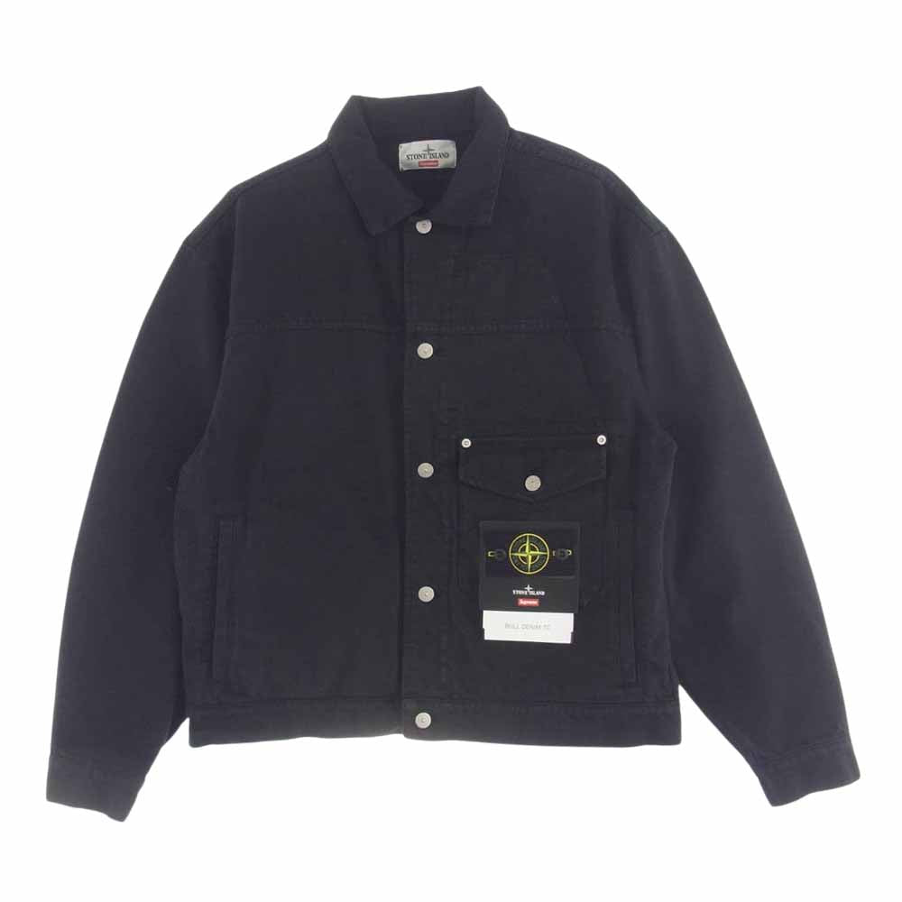 Supreme シュプリーム 23AW Stone Island Denim Trucker Jacket ストーンアイランド デニム トラッカー ジャケット ブラック系 M【極上美品】【中古】