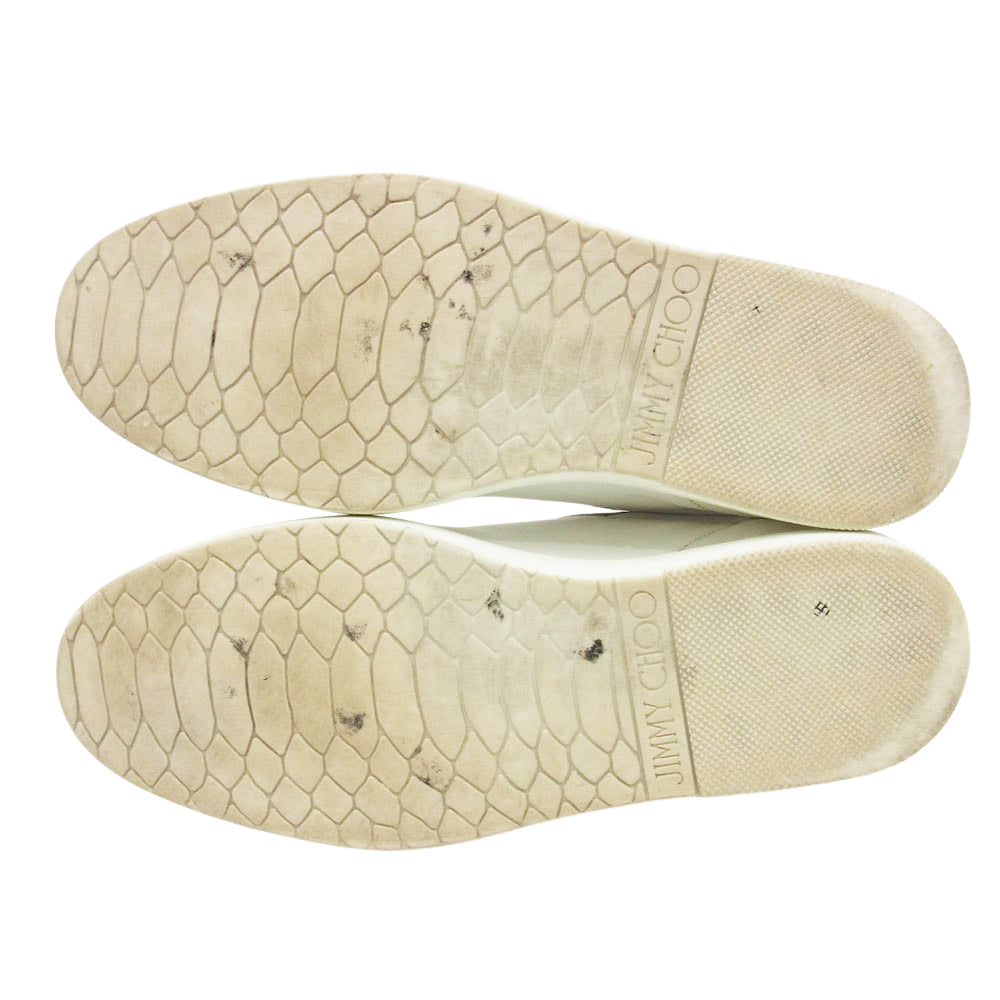 JIMMY CHOO ジミーチュウ ロゴ スエード レザー ローカット スニーカー ホワイト系 44【中古】
