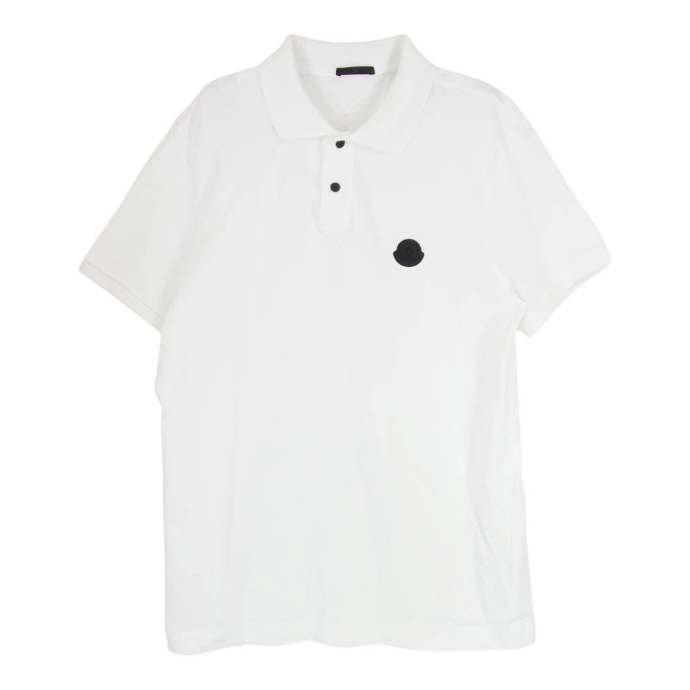 MONCLER モンクレール J2918A00014 84556 SS POLO ロゴ パッチ 半袖 ショートスリーブ ポロシャツ 白 ホワイト系 L【中古】