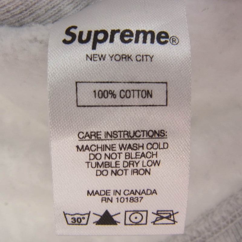 Supreme シュプリーム 18AW Classic Script Hooded Sweatshirt クラシック スクリプト ロゴ 刺繍 スウェット フーディ パーカー グレー系 S【中古】