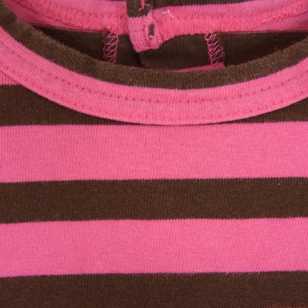 tricot COMME des GARCONS トリココムデギャルソン TF-T009 バックボタン ボーダー 長袖 Tシャツ ピンク系 S【中古】