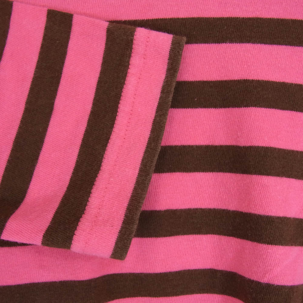 tricot COMME des GARCONS トリココムデギャルソン TF-T009 バックボタン ボーダー 長袖 Tシャツ ピンク系 S【中古】