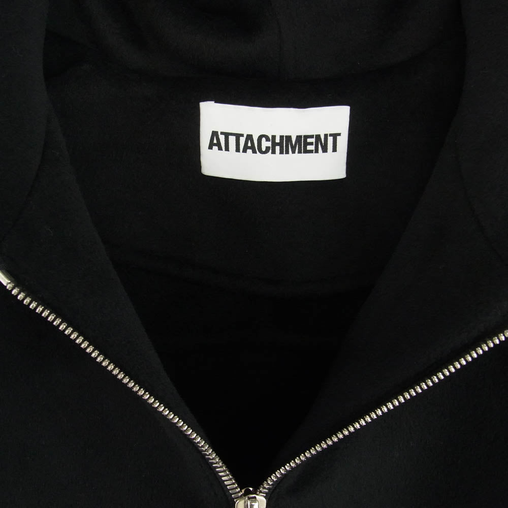 ATTACHMENT アタッチメント 22AW AB22-007 DOUBLE FACE BEAVER CLOTH ZIP HOODIE ダブルフェイス ビーバークロス ジップ フーディー ブルゾン カシミヤ混 ウール フーディ ブラック系 1【極上美品】【中古】