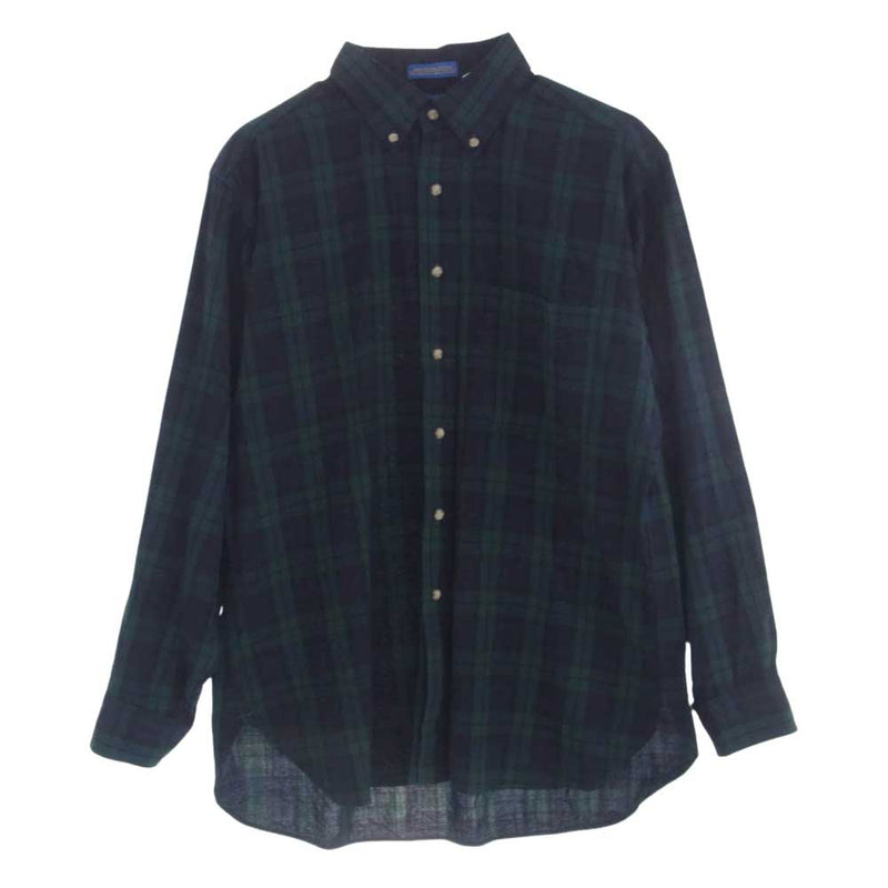 PENDLETON ペンドルトン SIR PENDLETON サーペンドルトン USA製 バージン ウール ボタンダウン チェック シャツ グリーン系 L【中古】