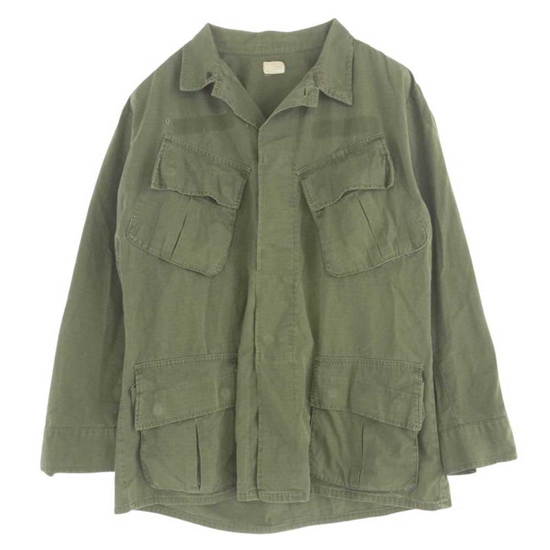 ヴィンテージ 70s 米軍 U.S.ARMY JUNGLE FATIGUE JACKET RIP-STOP ジャングル ファティーグ ジャケット カーキ系 MEDIUM-SHORT【中古】