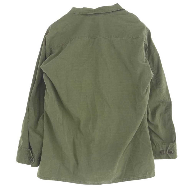 ヴィンテージ 70s 米軍 U.S.ARMY JUNGLE FATIGUE JACKET RIP-STOP ジャングル ファティーグ ジャケット カーキ系 MEDIUM-SHORT【中古】