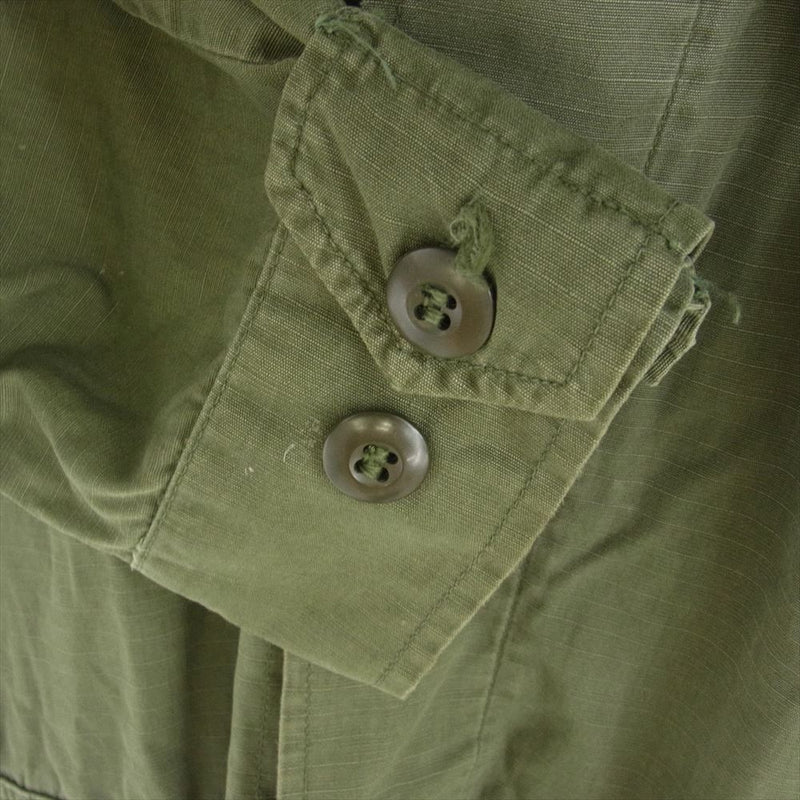 ヴィンテージ 70s 米軍 U.S.ARMY JUNGLE FATIGUE JACKET RIP-STOP ジャングル ファティーグ ジャケット カーキ系 MEDIUM-SHORT【中古】