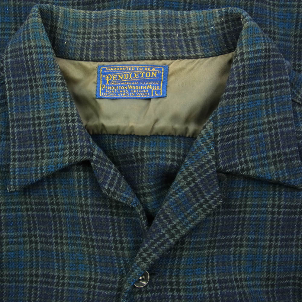 PENDLETON ペンドルトン VINTAGE ヴィンテージ 50s ウール チェック オープンカラー シャツ L【中古】