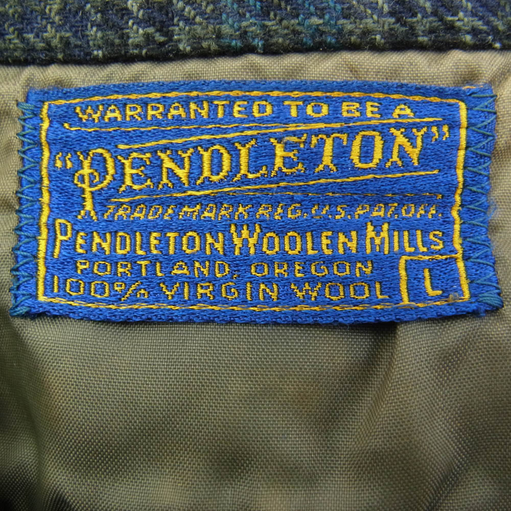 PENDLETON ペンドルトン VINTAGE ヴィンテージ 50s ウール チェック オープンカラー シャツ L【中古】