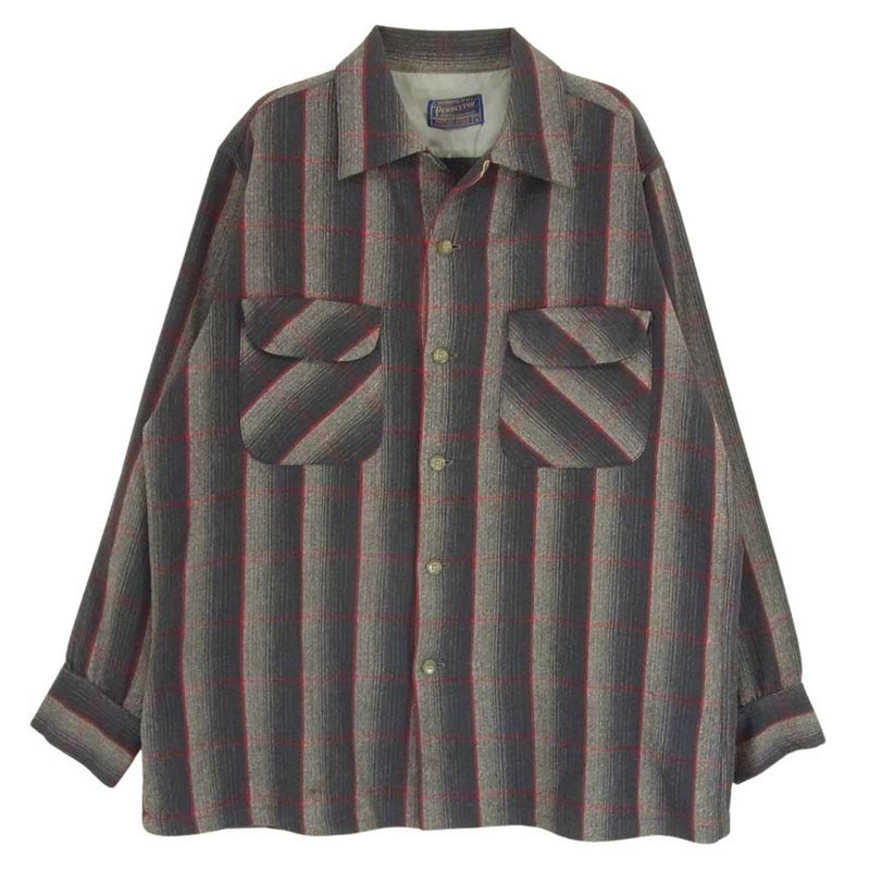 PENDLETON ペンドルトン VINTAGE ヴィンテージ 50s ウール チェック オープンカラー シャツ グレー系 M【中古】