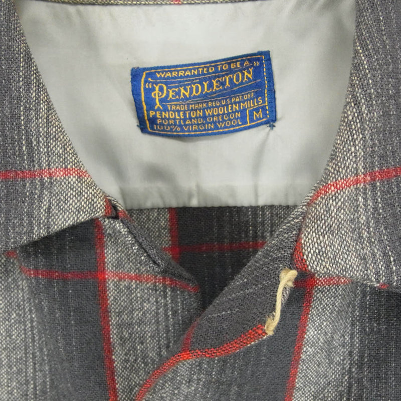 PENDLETON ペンドルトン VINTAGE ヴィンテージ 50s ウール チェック オープンカラー シャツ グレー系 M【中古】