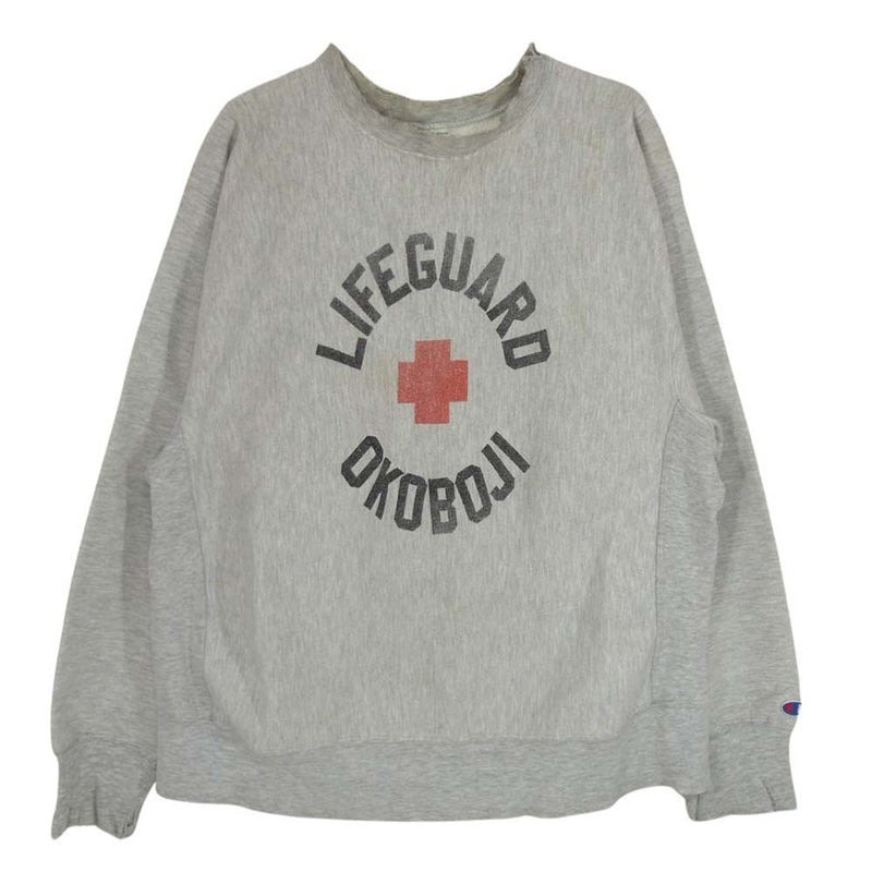 Champion チャンピオン ヴィンテージ 80s USA製 トリコタグ REVERSE WEAVE リバースウィーブ LIFEGUARD ロゴ プリント スウェット グレー系 L【中古】