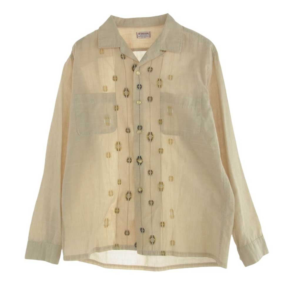 McGregor マックレガー VINTAGE ヴィンテージ 60s USA製 オープンカラー シャツ ベージュ系 L【中古】