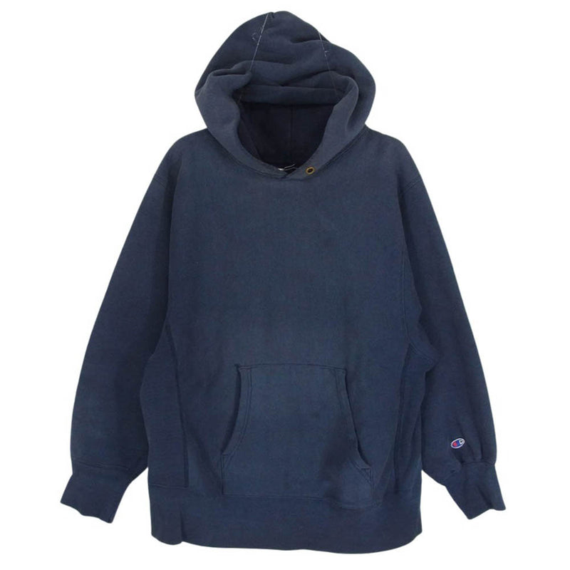 Champion チャンピオン ヴィンテージ 80s USA製 トリコタグ 2枚タグ REVERSE WEAVE リバースウィーブ 目無し スウェット パーカー ネイビー系 M【中古】