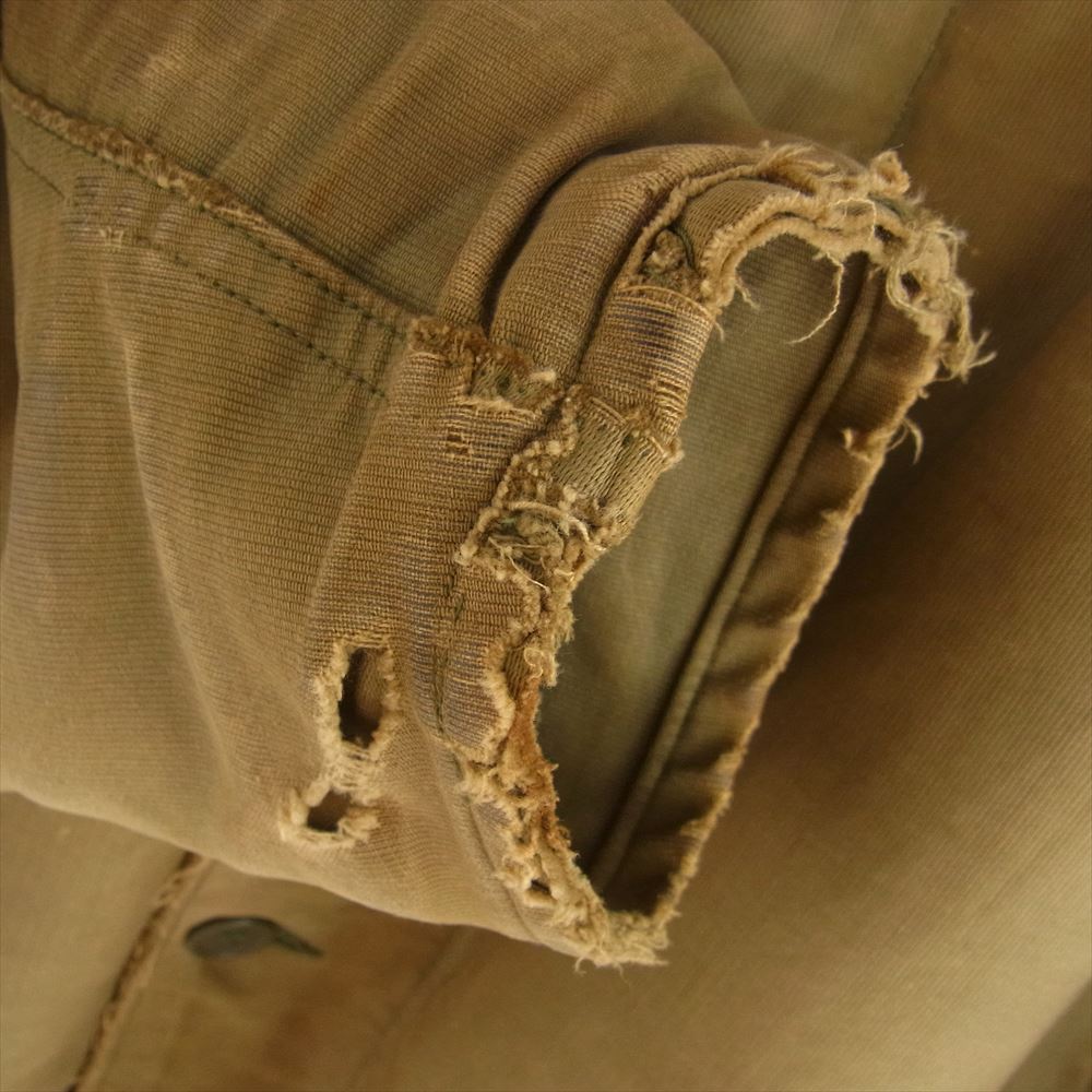 ヴィンテージ 40s 後期 US NAVY N-1 DECK JACKET ミリタリー デッキ ジャケット CONMAR 扇型 ジッパー カーキブラウン系 サイズ不明【中古】