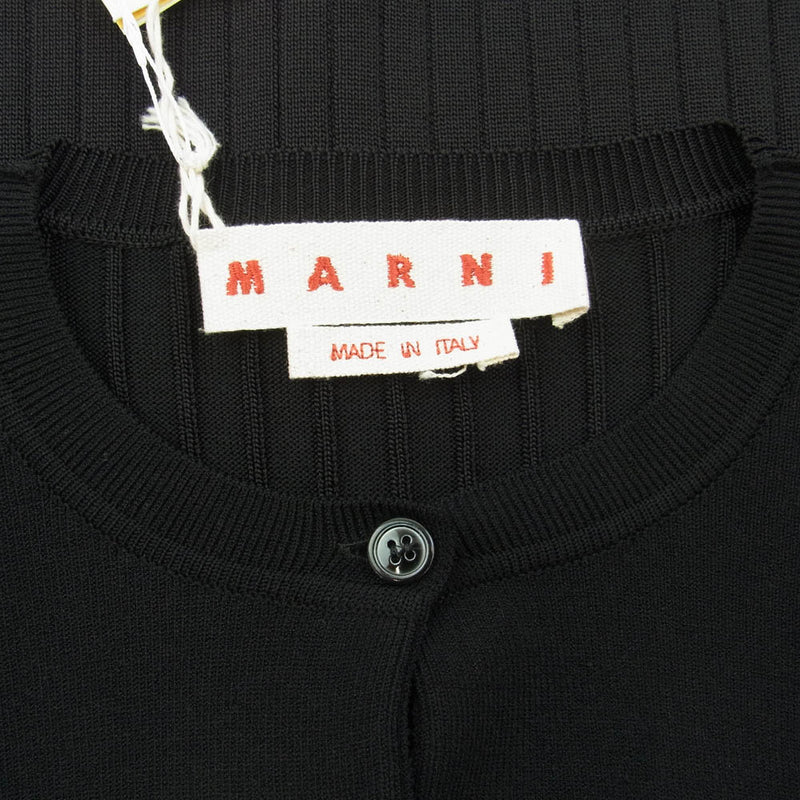 MARNI マルニ CDMD0348Q0 FV119 ロゴ ブラック ハーフ ＆ ハーフ カーディガン ブラック系 38【極上美品】【中古】