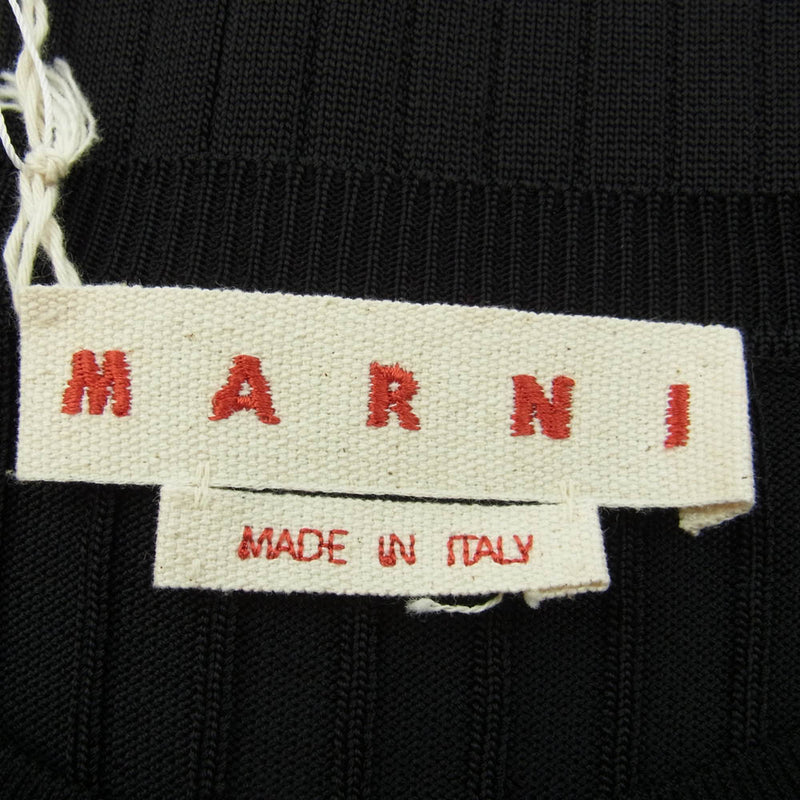 MARNI マルニ CDMD0348Q0 FV119 ロゴ ブラック ハーフ ＆ ハーフ カーディガン ブラック系 38【極上美品】【中古】