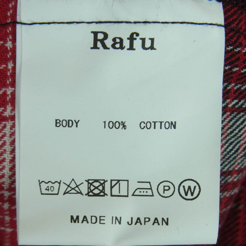 ラフ Rafu002 western shirt ダメージ クラッシュ 加工 チェック ウエスタン 長袖 シャツ レッド系 ブラック系 ホワイト系 L【極上美品】【中古】