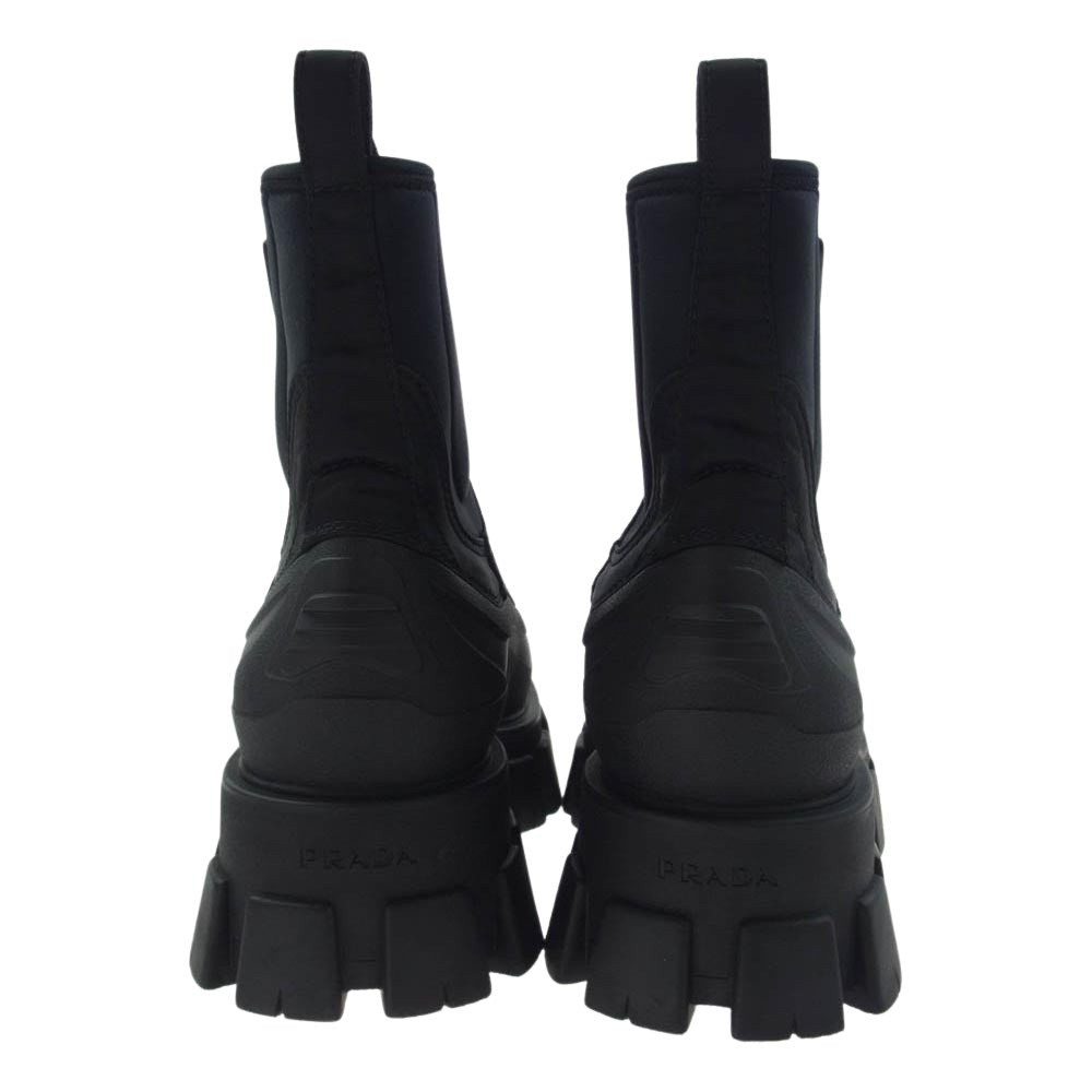 PRADA プラダ 2UE029 モノリス Re-Nylon ギャバジン プラットフォーム ブーツ ブラック系 7.5【美品】【中古】