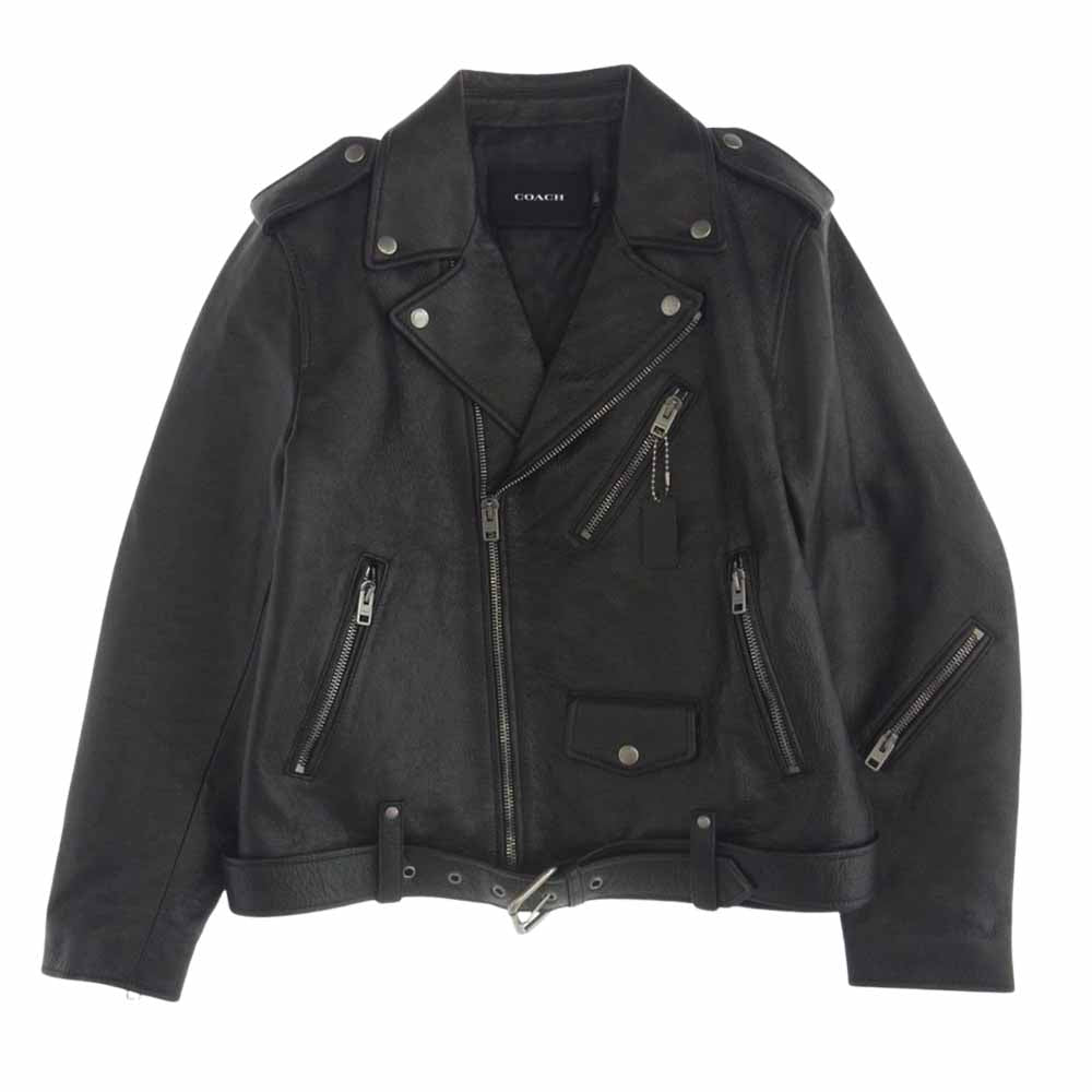 COACH コーチ CL359 MOTO JACKET カウレザー ダブル ライダース ジャケット ブラック系 S【中古】