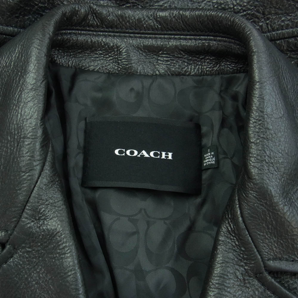 COACH コーチ CL359 MOTO JACKET カウレザー ダブル ライダース ジャケット ブラック系 S【中古】