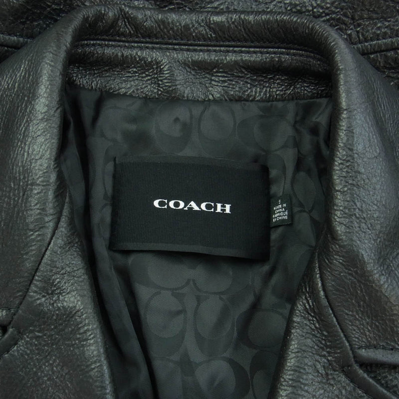 COACH コーチ CL359 MOTO JACKET カウレザー ダブル ライダース ジャケット ブラック系 S【中古】