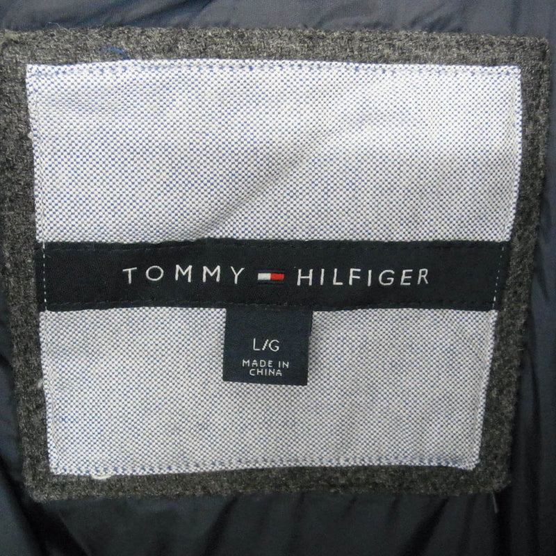 TOMMY HILFIGER トミーヒルフィガー 857889855 フェイクファーフード付き ウール ダウン ジャケット グレー系 L【中古】