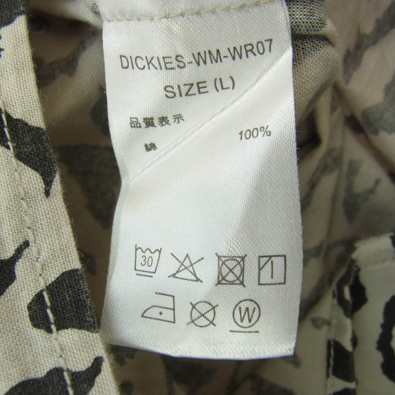 WACKO MARIA ワコマリア 23SS DICKIES-WM-WR07 × DICKIES ディッキーズ WORK SHIRT レオパード 総柄 半袖 ワーク シャツ オフホワイト系 ブラック系 L【中古】