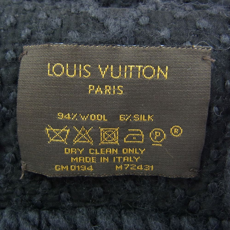 LOUIS VUITTON ルイ・ヴィトン M72431 シルク混 ウール モノグラム マフラー ダークネイビー系【中古】