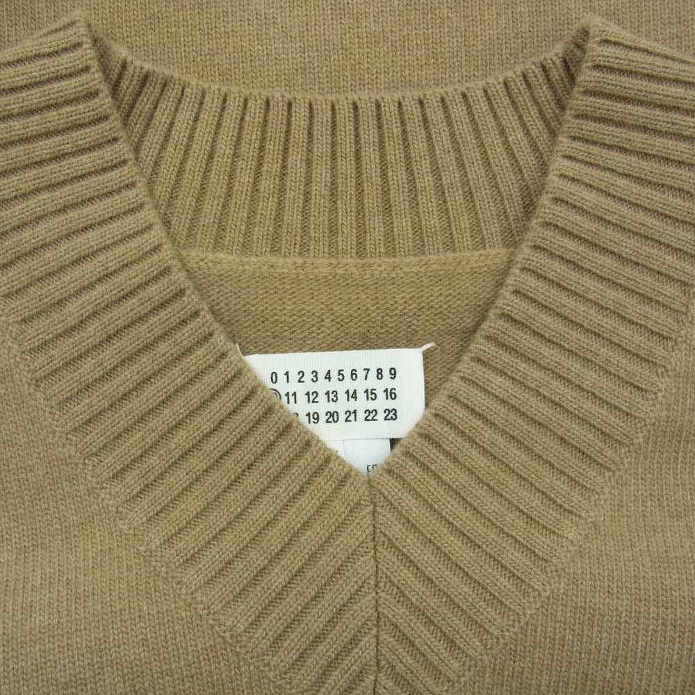 MAISON MARGIELA メゾンマルジェラ 22SS S50TH0055 10ライン 国内正規品 Vネック ニット ベスト ライトブラウン系 S【中古】
