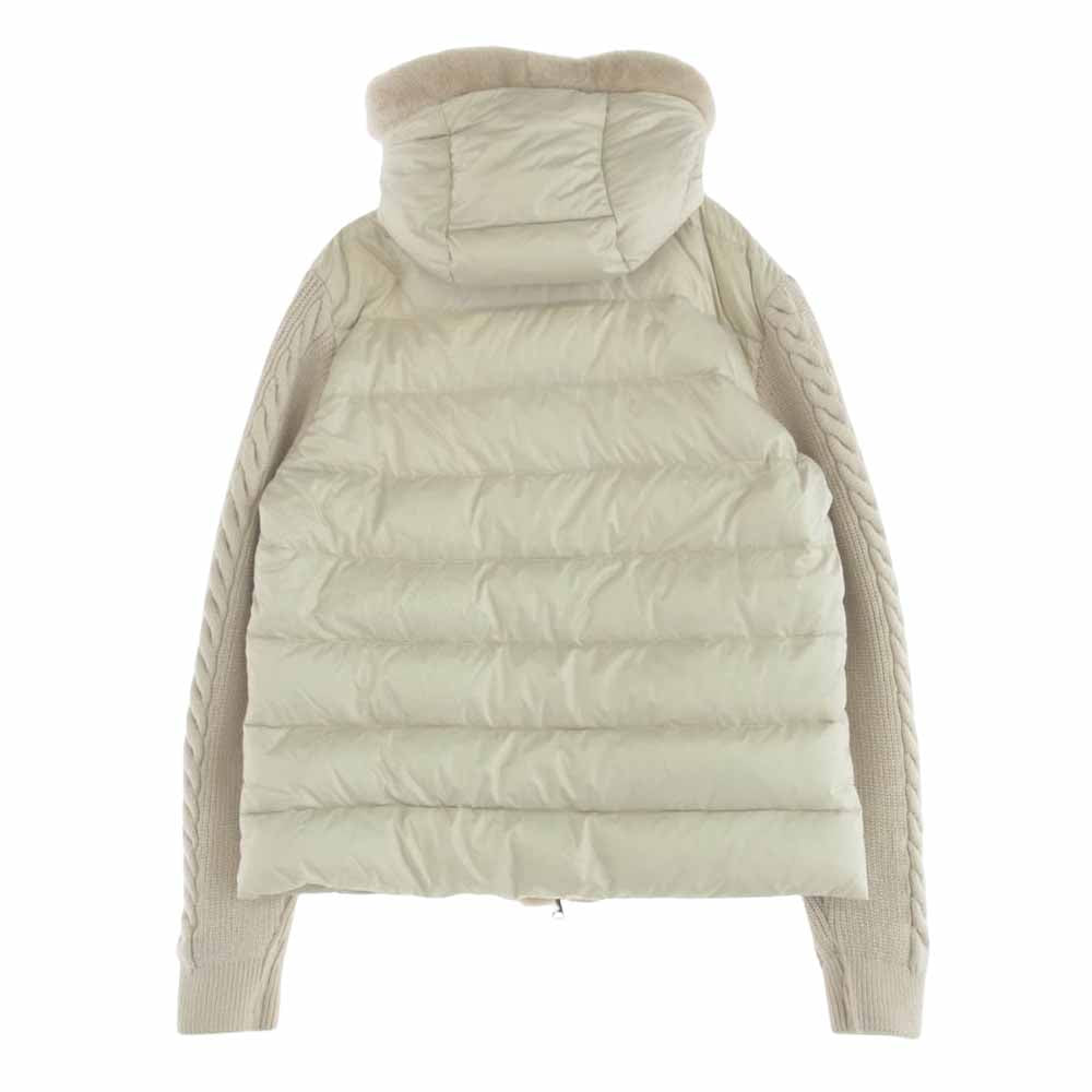 EMMETI エンメティ GART  ニット スリーブ ムートン フーデッド ダウン ジャケット オフホワイト系 50【中古】