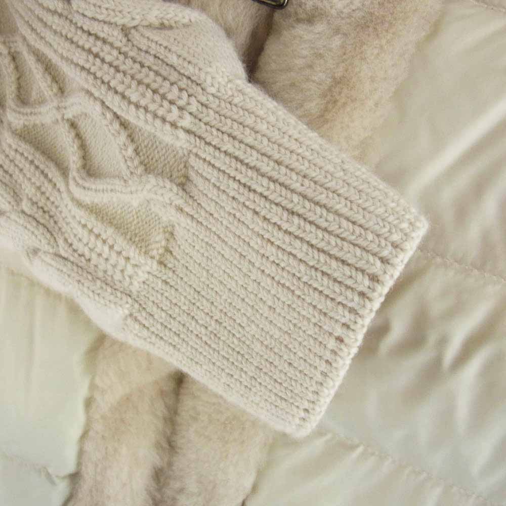 EMMETI エンメティ GART  ニット スリーブ ムートン フーデッド ダウン ジャケット オフホワイト系 50【中古】