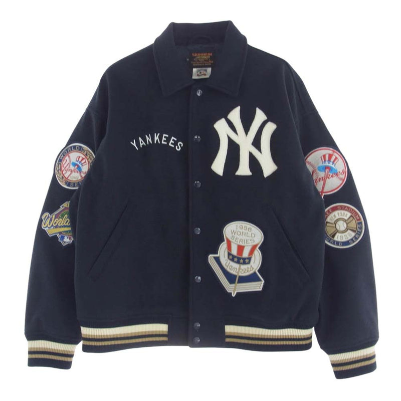 SKOOKUM スクーカム New York Yankees ニューヨーク ヤンキース オールメルトン スタジアム ジャケット スタジャン ネイビー系 4【中古】