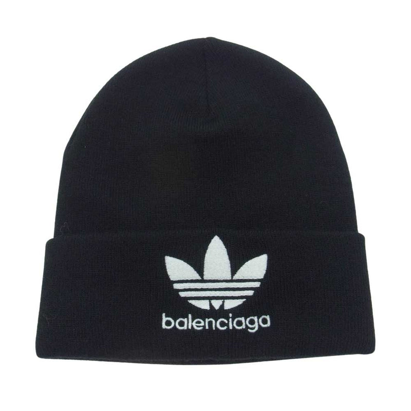 BALENCIAGA バレンシアガ 724009 44381 × adidas アディダス ビーニー ニットキャップ ニット帽 ブラック系【美品】【中古】