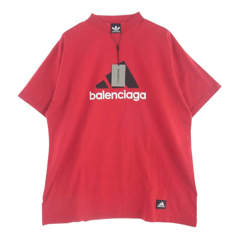 BALENCIAGA バレンシアガ 712398 TNVA6 × adidas ロゴプリント オーバーサイズ 半袖 Tシャツ レッド系 3【美品】【中古】