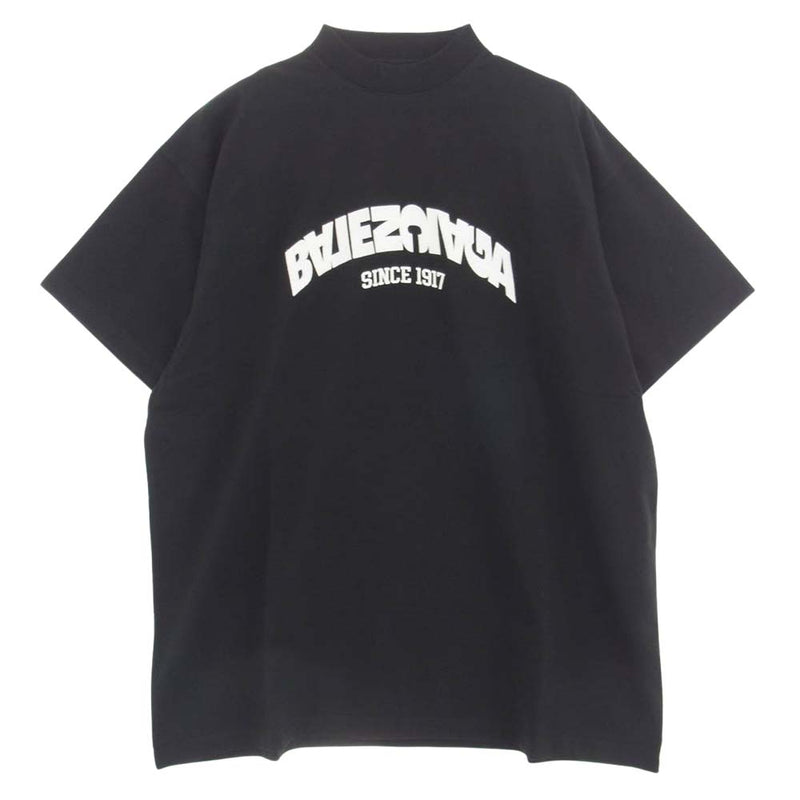 BALENCIAGA バレンシアガ 739028 TPVF9 オーバーサイズ コットン フロント 刺? 半袖 Ｔシャツ ブラック系 3【美品】【中古】